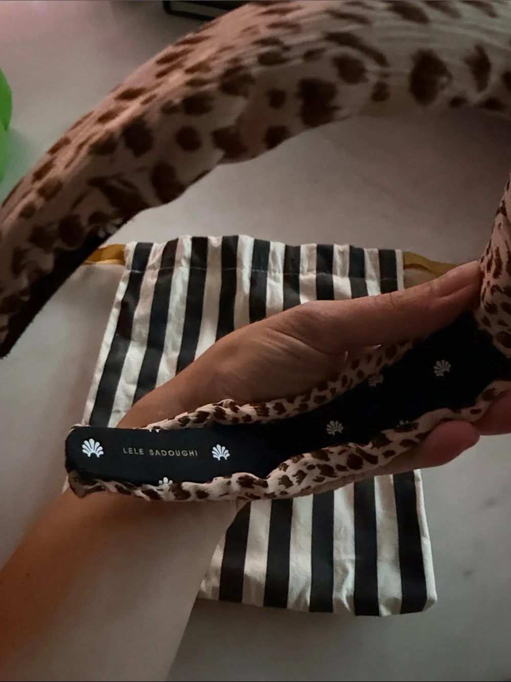 Lele Sadoughi Knotted Leopard-Print Headband in Brown and White